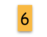 Gelbe Karte, auf der in schwarz die „6“ abgedruckt ist. 