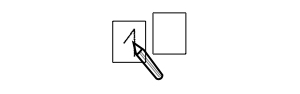 Zwei Zahlenkarten liegen nebeneinander. Die rechte Zahlenkarte ist etwas erhöht und leer. In der linken Zahlenkarte ist eine 1 eingetragen und daneben die Zeichnung eines Stiftes.